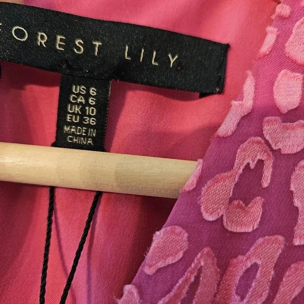 Forest lily Printed Ruched Animal Print Long Sleeve Feminine Mini Dress Pink 6. - Picture 7 of 16